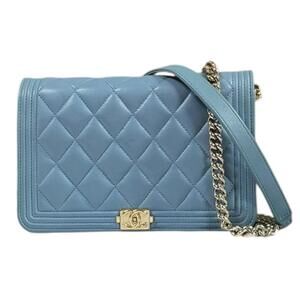 CHANEL Authentic Blue Leather Wallet